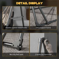 Outsunny Foldable Hammock Stand, Portable 2 in 1 Hammock Chair Stand Only with Carry Bag, Load Capacity 120kg, for Patio, Black(m-6)