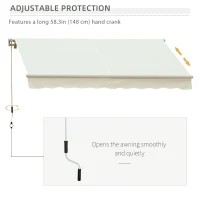Outsunny 10' x 8' Manual Retractable Awning, Sun Shade Shelter Canopy, with Aluminum Frame and UV Protection for Patio Deck Yard Window Door, Cream White(m-5)