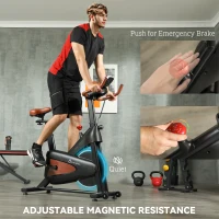 Soozier Quiet Stationary Exercise Bike with Adjustable Resistance, Seat, Black(m-4)