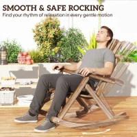 Outsunny Wooden Outdoor Rocking Chair, Oversized Adirondack Patio Rocker with High Back and Slatted Seat, Carbonized(m-4)