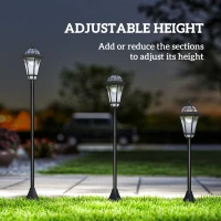 Outsunny 2 Piece LED Garden Lights Lamp Post Solar Powered Auto Switch Outdoor Lantern Patio Pathway Walkway Water-Resist 6 Hours Black(m-6)