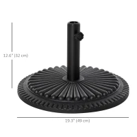 Outsunny Patio Umbrella Base Stand, Round Cement Parasol Holder for Outdoor, Patio, Garden, Beach, Fits Φ1.4", Φ1.5" and Φ 2" Pole, Black(m-3)