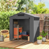 Outsunny 6' x 4' Portable Shed, Waterproof Bike Tent with Roll-up Zipper Door, Vent and Galvanised Metal Frame, Dark Grey(m-1)
