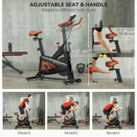 Soozier Quiet Stationary Exercise Bike with Adjustable Resistance, Seat, Black(m-5)