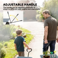 Outsunny Steel Garden Cart with Handle and 10" Pneumatic Tires, Utility Wagon Cart for Garden Patio Lawn, 551lbs Capacity, Grey(m-4)