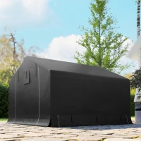 Outsunny 10' x 10' Portable Shed, Waterproof Bike Tent with Roll-up Zipper Door and Reinforced Galvanised Metal Frame, Dark Grey(m-10)