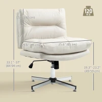 HOMCOM Armless Office Chair, Criss Cross Chair with Adjustable Height & Tilt Function for Home Office, Study, Light Grey(m-3)