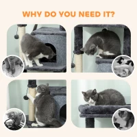 PawHut 52 Inch Cat Tree with Scratching Posts, Cat Bed, Condo, Grooming Brush, Jumping Platforms, Toy Balls, Anti-tip Kit(m-7)