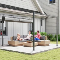 Outsunny 10' x 10' Outdoor Gazebo, Retractable Pergola Canopy with Magnetic Fixture, UPF30+ Metal Pergola Kit, Grey(m-9)
