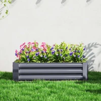 Outsunny Galvanized Raised Garden Bed, 4' x 3' x 1' Outdoor Metal Planter Box, Raised Bed for Growing Flowers Herbs, Dark Grey(m-10)