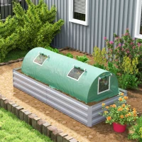 Outsunny Portable Mini Greenhouse, Tunnel Growing Tent with 5 Mesh Windows and Steel Frame, 7' x 3' x 2', Green(m-9)