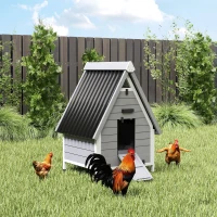 PawHut Chicken Coop for 2 Chickens, Outdoor Wooden Chicken House with Removable Nesting Box & Roosting Bar, Tray, Ramp(m-8)