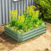 Outsunny Galvanized Raised Garden Bed, 4' x 3' x 1' Outdoor Metal Planter Box, Raised Bed for Growing Flowers Herbs, Dark Green(m-9)