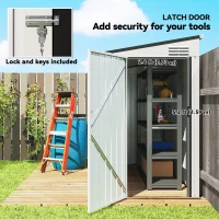 Outsunny 4' x 8' Outdoor Storage Shed Lean to Shed Outdoor Metal Tool Shed with Lockable Door and Air Vents, White(m-5)