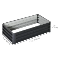 Outsunny 4' x 2' x 1' Raised Garden Bed, Set of 2 Galvanized Planter Box for Vegetables, Flowers, Herbs, Grey(m-3)
