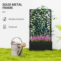 Outsunny Metal Raised Garden Bed with Privacy Panel, Freestanding or Wall Mounted Outdoor Planter Box for Garden, Patio(m-6)