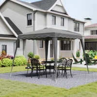 Outsunny 8' x 8' Pop Up Canopy, Outdoor Foldable Tent, Portable Canopy Tent with Carrying Bag for Camping, Party, Picnic, Grey(m-8)