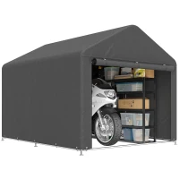 Outsunny 6.6' x 7.8' Portable Shed, Waterproof Bike Tent with Roll-up Zipper Door and Galvanised Steel Frame, Dark Grey(m-11)