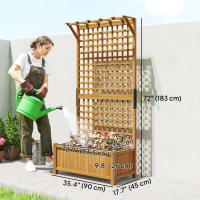 Outsunny Wood Planter with Trellis for Vine Climbing, Raised Garden Bed, Privacy Screen for Backyard, Patio, Deck, Yellow(m-3)