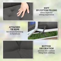 Outsunny 2 Seater Garden Bench Cushion, Soft Thick Outdoor Non-Slip 2 Seater Soft Pad With Backrest for Garden Patio, 47" x 43" x 5", Black(m-6)