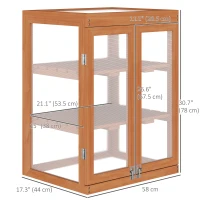 Outsunny Wooden 2 Tier Cold Frame Greenhouse Polycarbonate Plant Grow House Portable Garden, 22.8" x 17.3" x 30.7", Orange(m-3)