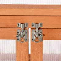 Outsunny Wooden 2 Tier Cold Frame Greenhouse Polycarbonate Plant Grow House Portable Garden, 22.8" x 17.3" x 30.7", Orange(m-9)