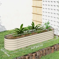 Outsunny 8 x 2 x 1.5 FT Galvanized Steel Raised Garden Bed, Metal Garden Bed Planter Box with Safety Edging, Cream White(m-3)