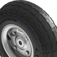 Outsunny Set of 2 Pneumatic Wheels, 10" Wheelbarrow Wheels Replacement for Barn Carts, Hose Carts, Garden Carts, Black(m-10)