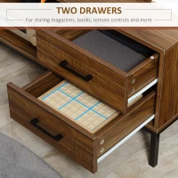 HOMCOM TV Stand for TV up to 50 Inches, TV Cabinet with Door, Open Storage and Drawers, TV Table with Steel Legs, Dark Walunt(m-4)