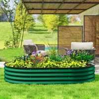 Outsunny 5' x 3' x 1' Large Outdoor Planter Box, Galvanized Raised Garden Bed with Metal Plant Stake, Green(m-9)