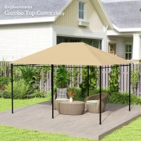 Outsunny 10' x 13' Gazebo Replacement Canopy Cover, Gazebo Roof Replacement (TOP COVER ONLY), Khaki(m-9)