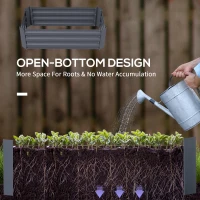 Outsunny Set of 2 Raised Garden Bed, Steel Elevated Planter Box for Flowers, Herbs, Succulents, 39"x20"x12", Dark Grey(m-5)