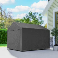 Outsunny 6.6' x 7.8' Portable Shed, Waterproof Bike Tent with Roll-up Zipper Door and Galvanised Steel Frame, Dark Grey(m-9)