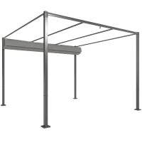 Outsunny 10' x 10' Outdoor Gazebo, Retractable Pergola Canopy with Magnetic Fixture, UPF30+ Metal Pergola Kit, Grey(m-2)