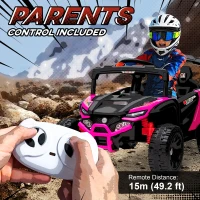 Qaba 12V Kids Ride On Truck with Dual Motors, Rear Suspension, Remote Control for 3-8 Years Boys Girls, Pink(m-5)