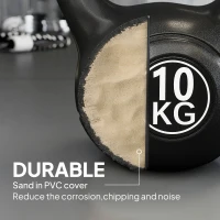 Soozier 22lb Fitness Kettlebell, Plastic Exercise Weight, Weightlifting Tools with Sand, Handle, Noise Reduction for Home, Gym(m-5)