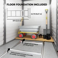 Outsunny 4.6' x 9' Steel Outdoor Storage Shed, Lean to Shed, Metal Tool House with Foundation Kit, Lockable Doors, Gloves and 2 Air Vents for Backyard, Patio, Lawn, Grey(m-5)