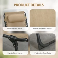 Outsunny Outdoor Folding Chaise Lounge, Reclining Lounge Chair with Adjustable Backrest and Removable Pillow, Beige(m-5)