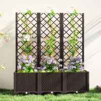 Outsunny Raised Garden Bed with Trellis, Plastic Raised Flower Bed with Drainage Holes and Drain Plugs(m-10)