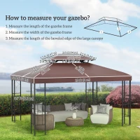 Outsunny 13' x 10' Gazebo Replacement Canopy, 2 Tier Top Roof Garden Pavilion UV Cover, Brown (TOP ONLY)(m-3)