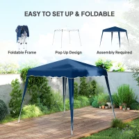 Outsunny 8' x 8' Pop Up Canopy, Outdoor Foldable Tent, Portable Canopy Tent with Carrying Bag for Camping, Party, Picnic, Blue(m-4)