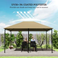 Outsunny 10' x 13' Gazebo Replacement Canopy Cover, Gazebo Roof Replacement (TOP COVER ONLY), Khaki(m-4)