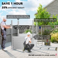 Outsunny 4.6' x 9' Steel Outdoor Storage Shed, Lean to Shed, Metal Tool House with Foundation Kit, Lockable Doors, Gloves and 2 Air Vents for Backyard, Patio, Lawn, White(m-4)