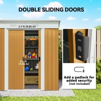 Outsunny 6' x 4' Outdoor Storage Shed, Metal Garden Shed with Lockable Sliding Doors and Vents, Yellow(m-5)