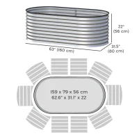 Outsunny 5 x 2.5 x 2 ft Galvanized Raised Garden Bed, Easy DIY Oval Planter Box with Safety Edging and Gloves, Silver(m-3)