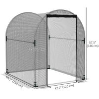 Outsunny 4.9' x 3.9' Crop Cage with Zipper Roll-Up Door, Mesh Plant Protection Tent from Animals with Galvanised Steel Frame(m-3)