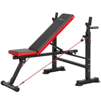 Soozier Adjustable Weight Bench with Squat Rack, Incline Flat Bench Press with Barbell Rack for Home Gym, 660 lbs Capacity(m-2)