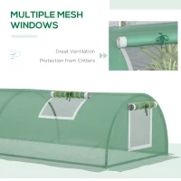 Outsunny Portable Mini Greenhouse, Tunnel Growing Tent with 5 Mesh Windows and Steel Frame, 7' x 3' x 2', Green(m-5)