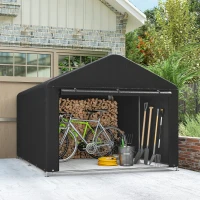 Outsunny 6.6' x 7.8' Portable Shed, Waterproof Bike Tent with Roll-up Zipper Door and Reinforced Galvanised Steel Frame, Black(m-7)
