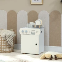 Qaba Wooden Dishwasher Playset, Play Sink Toys with Faucet, Turning Knobs and Accessories, Gift for Boys Girls Toddlers(m-8)